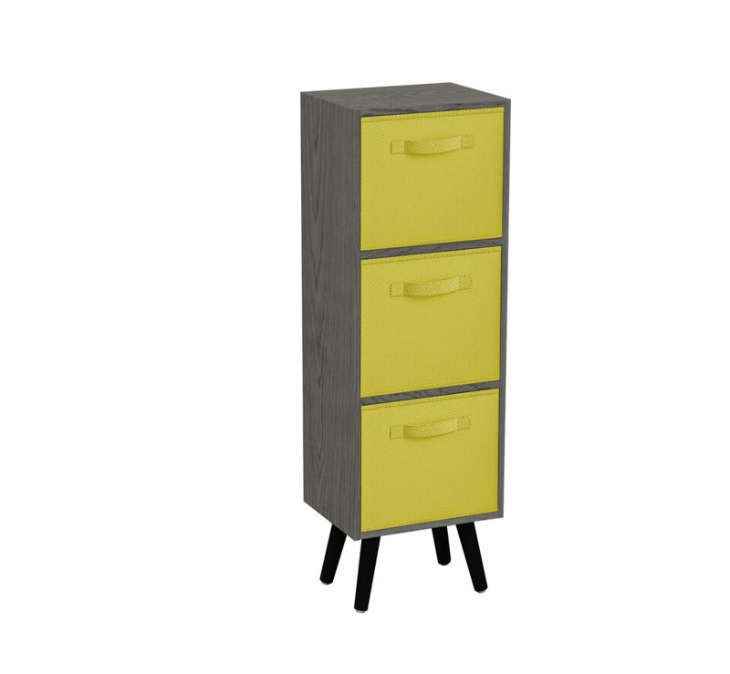 Fika 30cm W 3 - Drawer Chest of Drawers, Yellow/Black