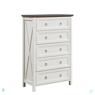 Commodes à 5 tiroirs Farmhouse pour chambre à coucher, commode haute rustique en bois, organisateur de commode pour chambre à coucher, salon, couloir