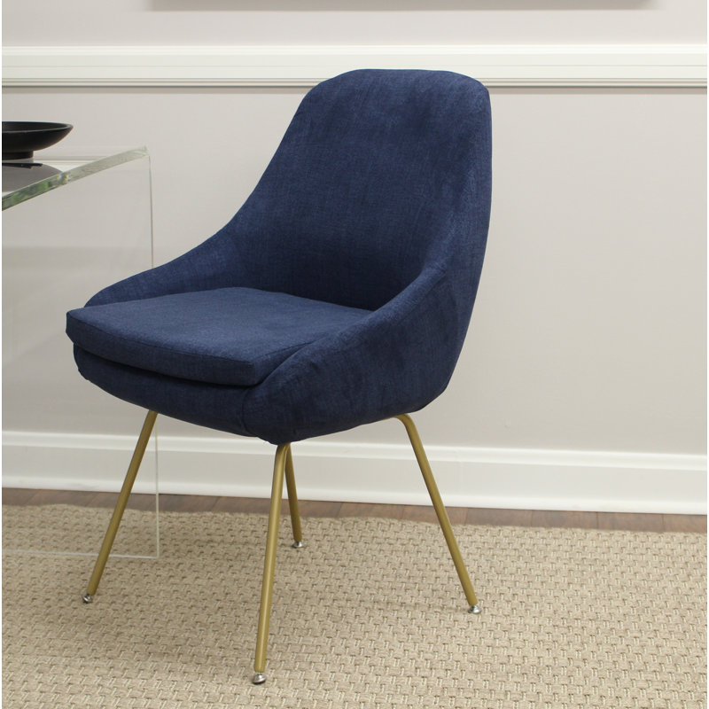 Chaise d'appoint Alizae, Bleu foncé, Or