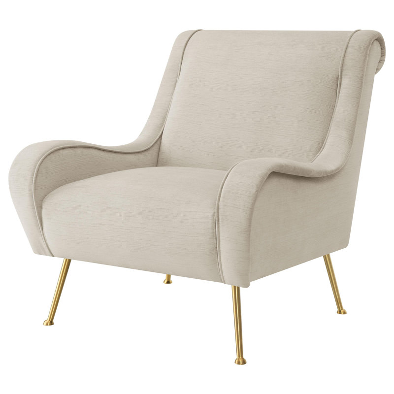Upholstered Armchair, Stone Beige Velvet