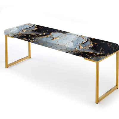 Marble Upholstered Gold Bench