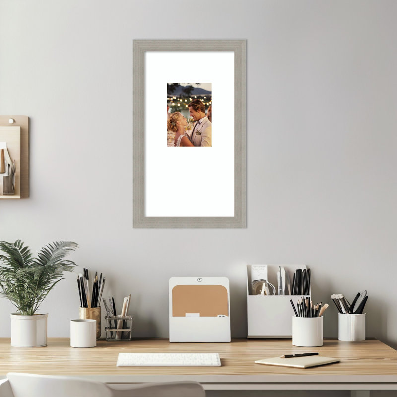 Cadre photo Woodgrain, Grain de bois rayé gris, 10 x 18 emmêlés à 5 x 7
