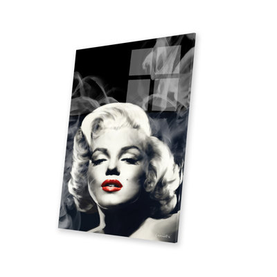 Marilyn, lèvres rouges, impression fumée sur verre acrylique