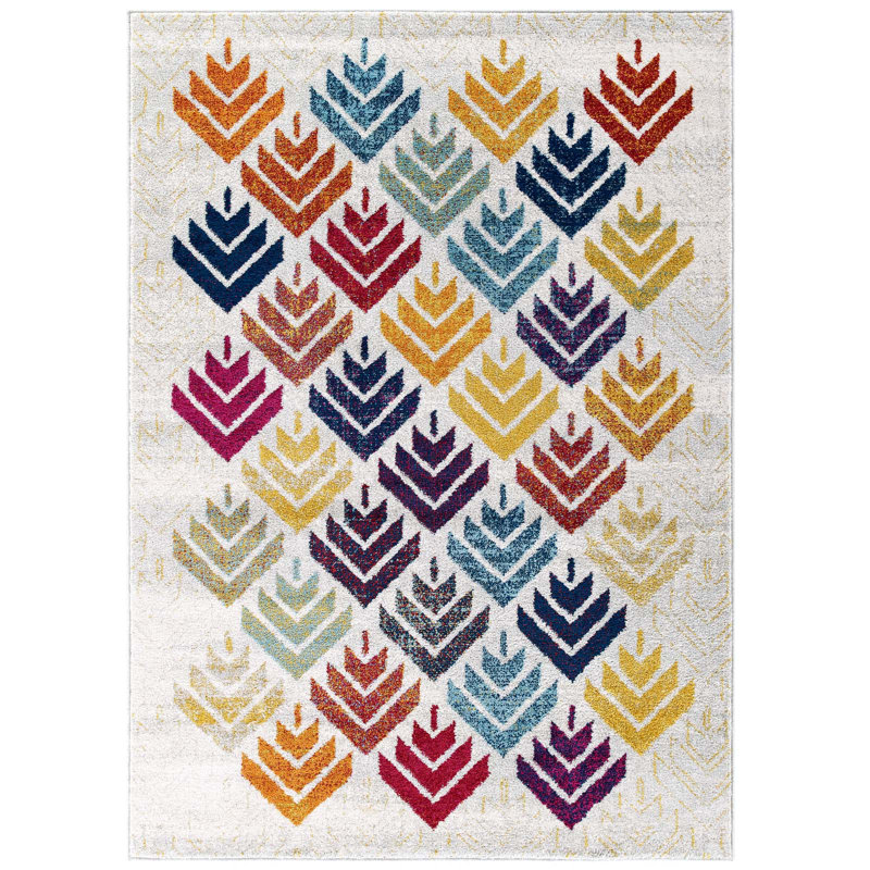 Florin Multicolor Abstract Floral Non-Slip Area Rug 5x8