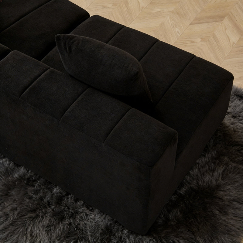 Canapé symétrique symétrique - chenille, compression, Noir