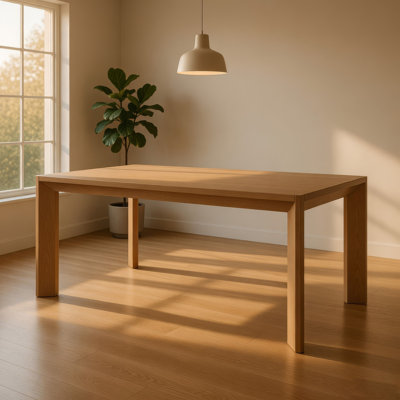 Table de salle à manger Rune, bois franc brun rectangulaire minimaliste 72 pouces