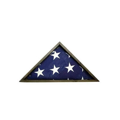 Rustic Weathered Grey Reclaimed Wood Triangle Wooden Display Flag Case -  Foundry Select, 2BDD28CB01084487A09EEFD0A0822659