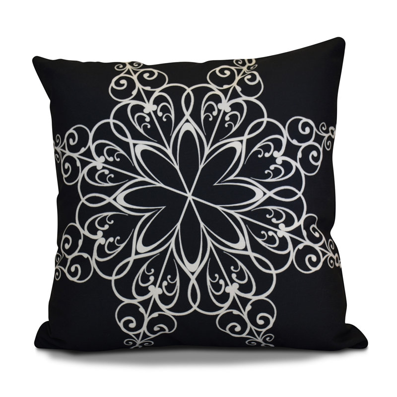 Holiday Wishes Geometric Outdoor Reversible Throw Pillow, 16" H x 16" W, Navy Blue