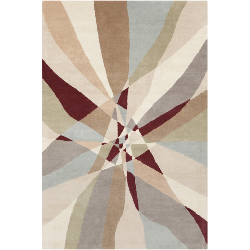 Millwood Authentic Hand-Tufted Handmade Cream & Multi-Color Modern Abstract Shard Design Wool Area Rug, 5' x 7'6"