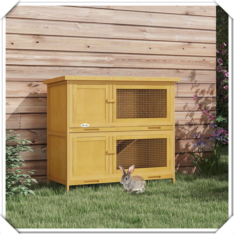 Toit en bois pour petits animaux avec rampe et toit amovible
