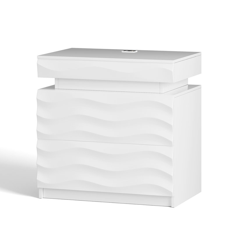Table de chevet moderne avec capteur de luminosité (ensemble de 2), White