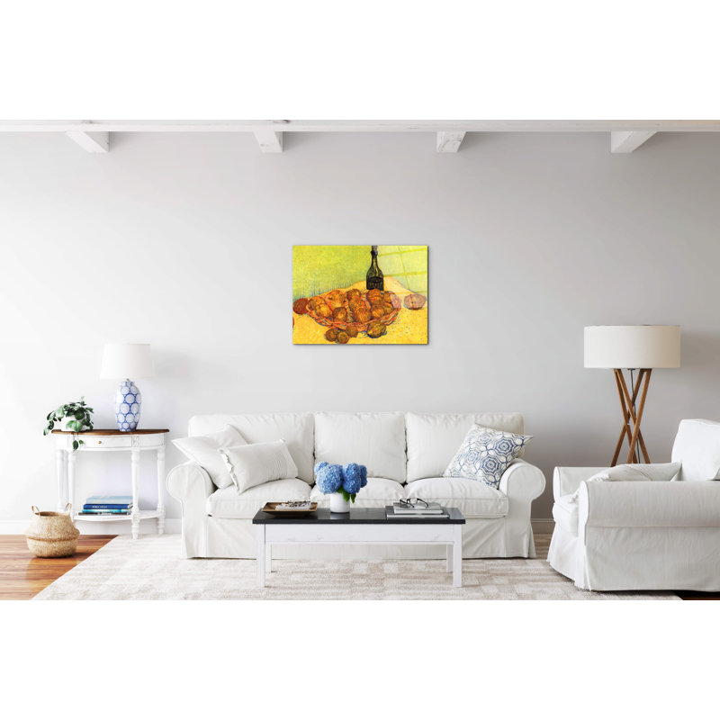 Still Life with Bottle, Lemons and Oranges by Van Gogh Vincent 57cm H X 76cm W CrystalArt Material Acrylic Glass Effect, Frameless Panel Lightweight Ready to Hang
