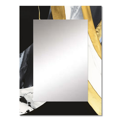 Black And Gold Harmony Of Marble IV - Marble Decorative Wall Mirror, Modern Mirror, Printed Metal Art