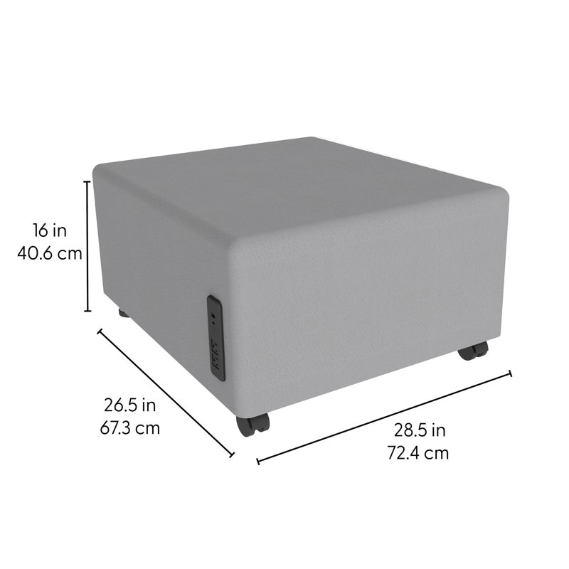 Pro Series Upholstered Square Mobile Ottoman with Tech Panel, Red
