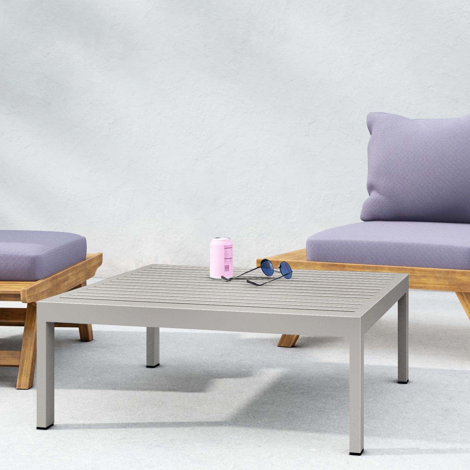 Novae 31" Patio Table, Silver