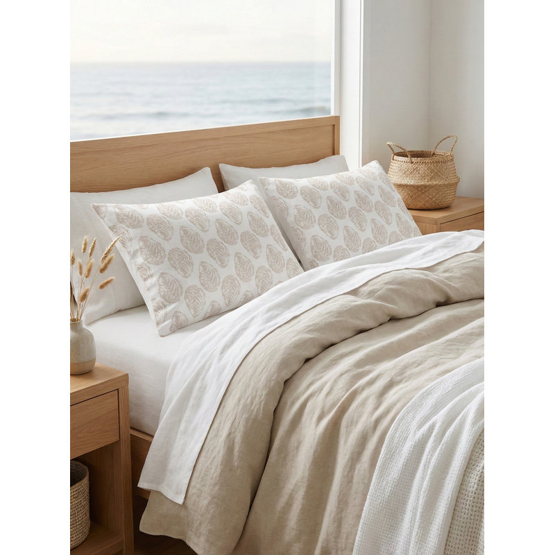 Printed Pillows Linen Pillow Cover & Insert, Beige, Rectangle 20" H x 30" W, Pillow Cover Only - No Insert