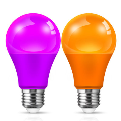 Orange Purple Light Bulbs, A19 LED Orange And Purple Bulb Outdoor, Halloween Light Bulbs, 9W (60 Watt Equivalent) - E26