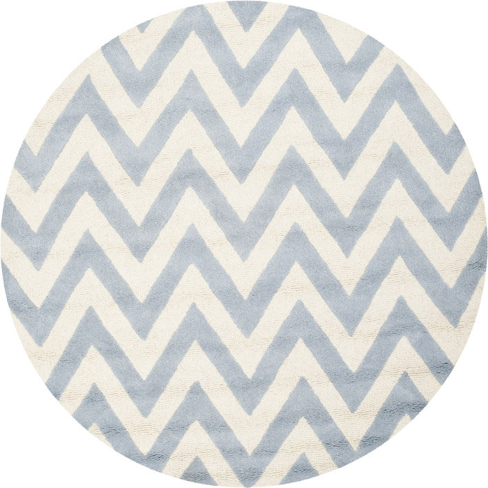 Sanyla Hand Tufted Wool Chevron Rug, Round 6'