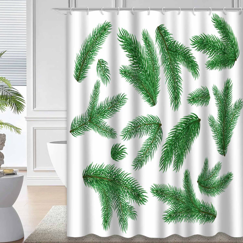 Rideau de douche épinette sapin Noël avec 12 crochets, L 72 po x l 72 po