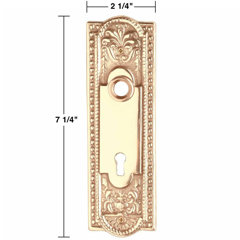 Chrome Finish Brass Beaded Door Back Plate with Keyhole