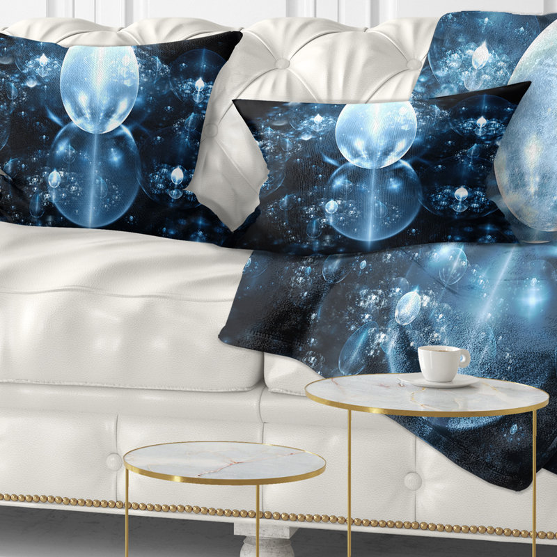 Gouttes d'eau sur miroir - coussin abstrait imprimé, Bleu