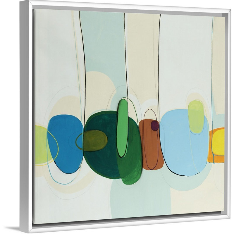 « bubbleed over », peinture sur toile, Cadre flottant blanc, H 31,7 po x l 31,7 po x P 1,75 po