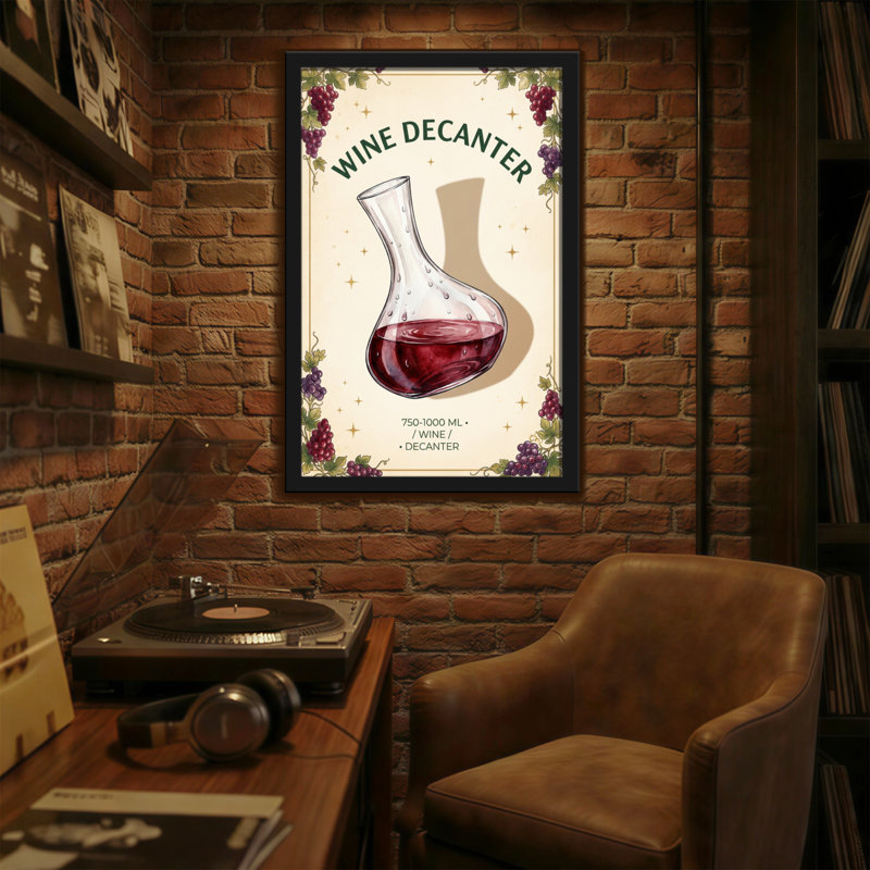 Carafe à vin Fashion avec bordure de vigne, H 18 po x l 12 po