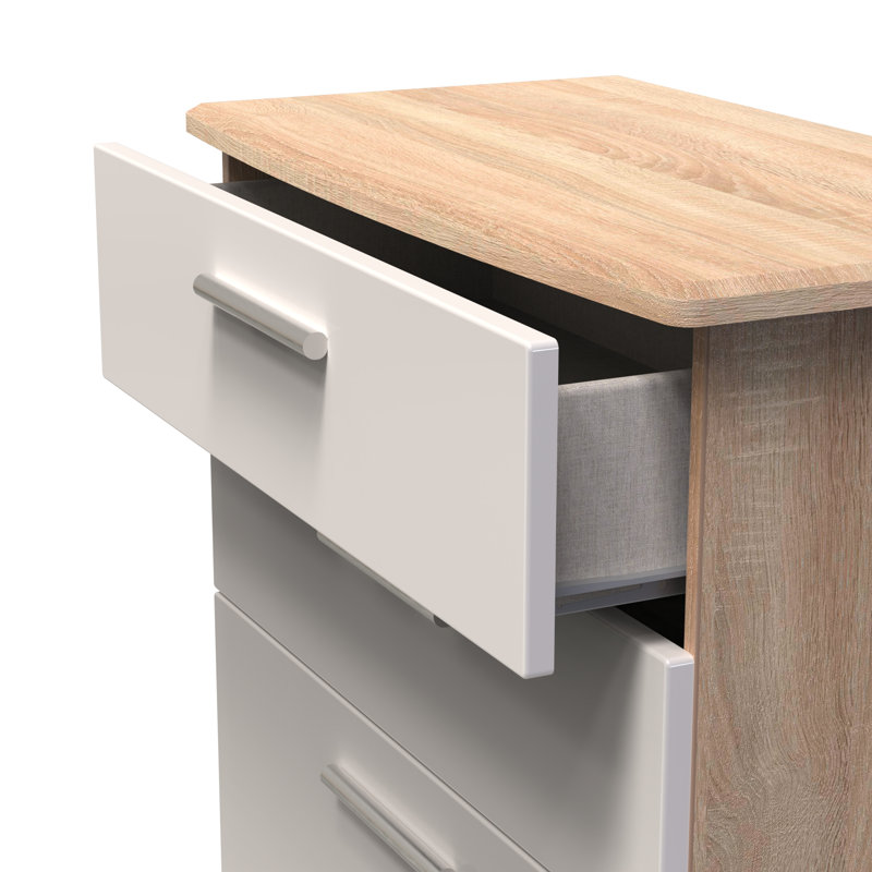 Borgeson 77cm W 4 - Drawer Chest of Drawers, Kashmir Gloss/Bardolino Oak