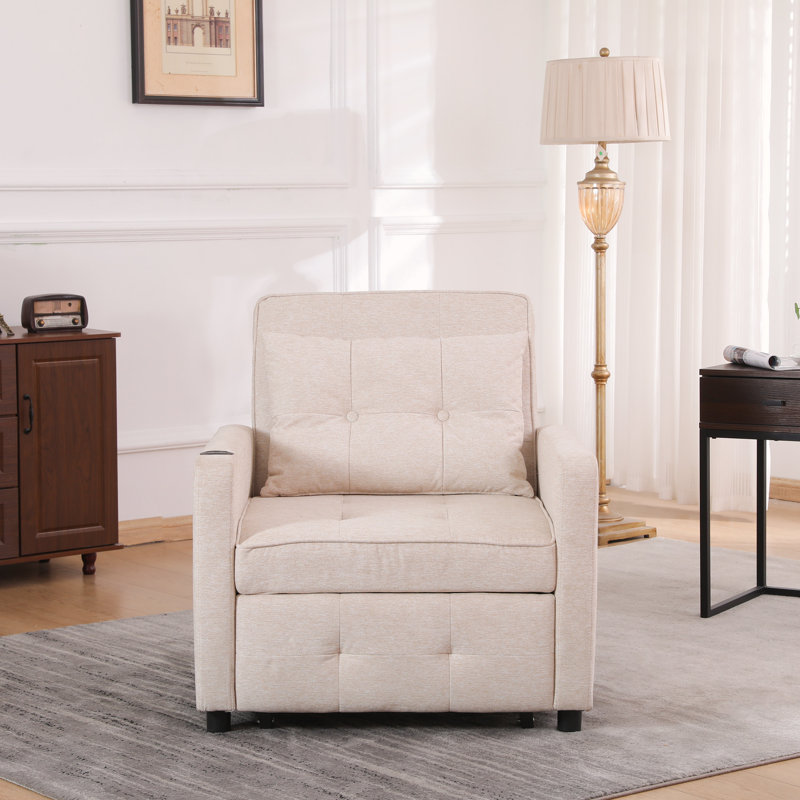 Fauteuil convertible convertible, Lin beige
