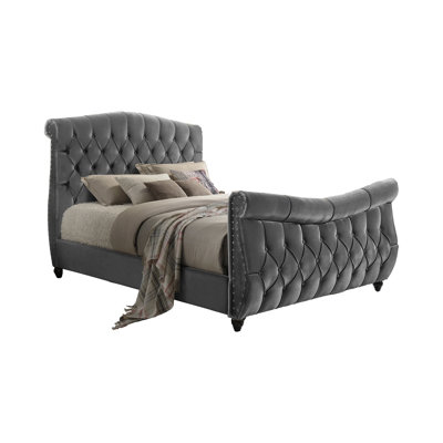 Alzado Upholstered Velvet Bed