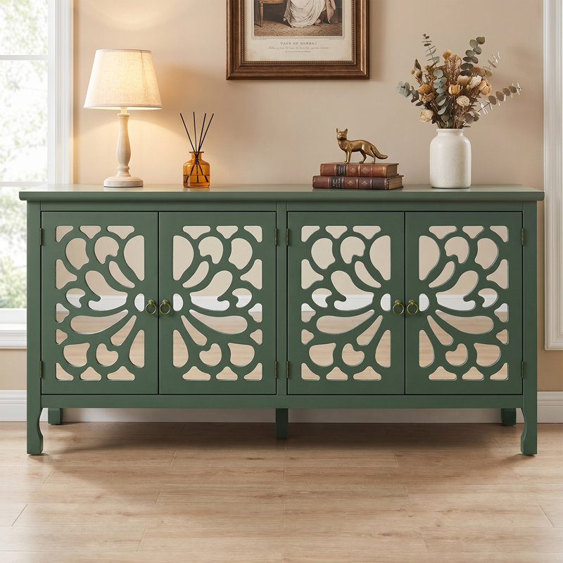 Buffet 63 "sculpté avec porte miroir, Vert