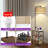 Floor Lamp With End Table And Remote Control Wicker Double Lampshade-118865908