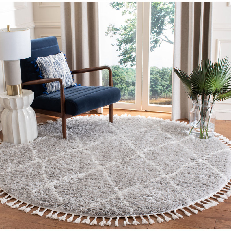 Tapis à motif géométrique Hyeon Performance, Rond 6 pi 7 po