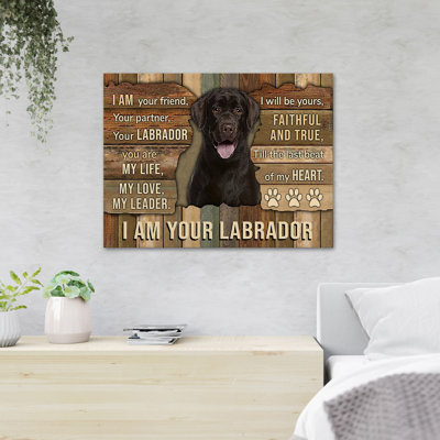 A Cute Black Dog - I Am Your Labrador - 1 pièce, reproduction d'art graphique sur toile tendue
