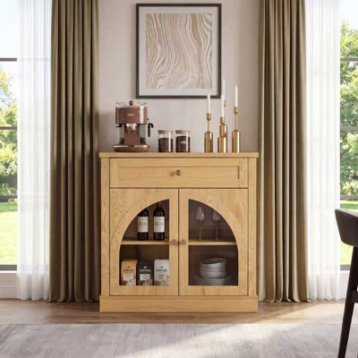 Buffet 32 pouces avec portes en verre arquées et tablette réglable