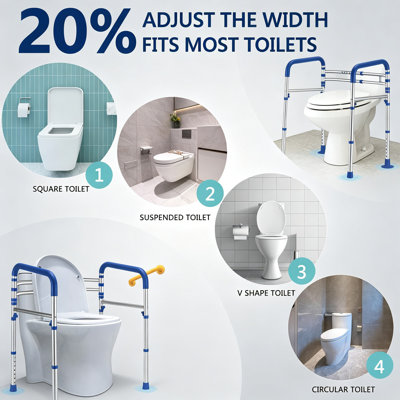 Toilet Safety Rails,Handicap & Disabled, Foldable Handicap Toilet Handles Fit Any Toilets (Dark Blue)