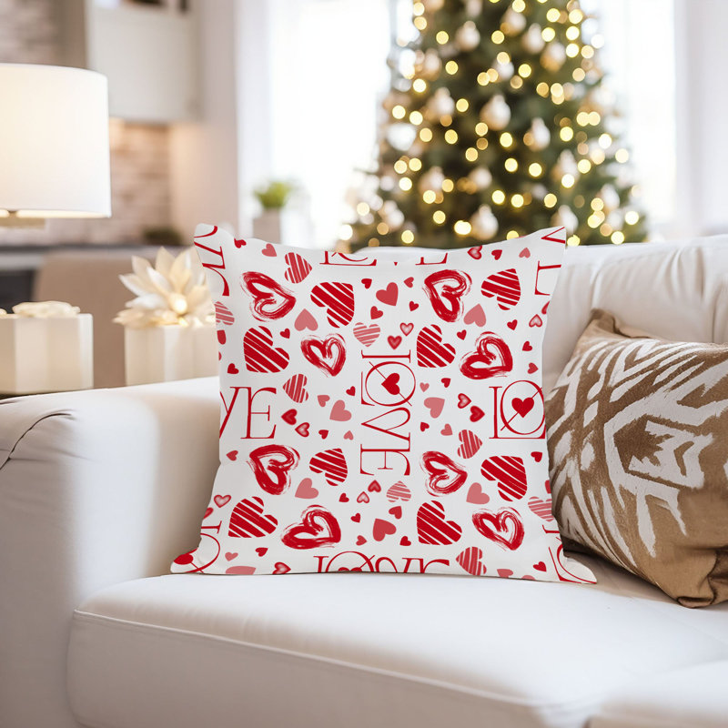 Housses de coussin typographiques et citations «Valentines Love Hearts I Love Quotes», H 16 po x l 16 po
