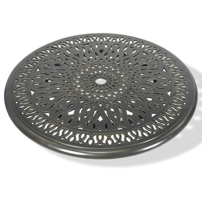 Outdoor 35.4" Lazy Susan Turntable For Table, All Weather Cast Aluminum Large Round Serving Plate Tabletop Rotating Tray With 2" Umbrella Hole, Silent