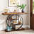 41.3" Industrial Console Table, 4-Tier Rustic Brown Sofa Table with Unique Circle Metal Frame & Storage Shelves, Narrow Entryway Accent Table for Living Room, Hallway, Foyer-884440966-884440965