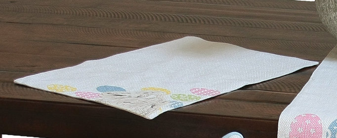 Bunny Eggs Printed Applique Jute Easter Placemat