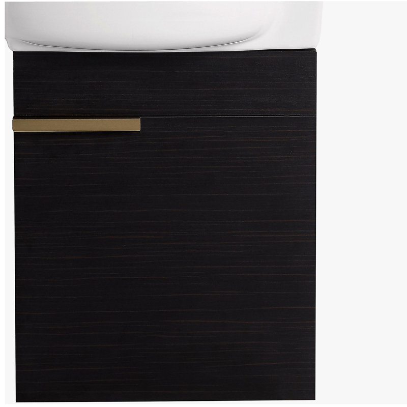 Meuble-lavabo avec lavabo Doors, 16 po pour petite salle de bain, Blanc brillant / noir