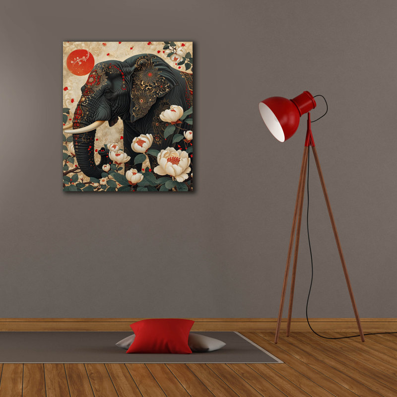 «Black Elephant» par Momart, art mural sur toile, H 30 po x l 26 po x P 1,5 po