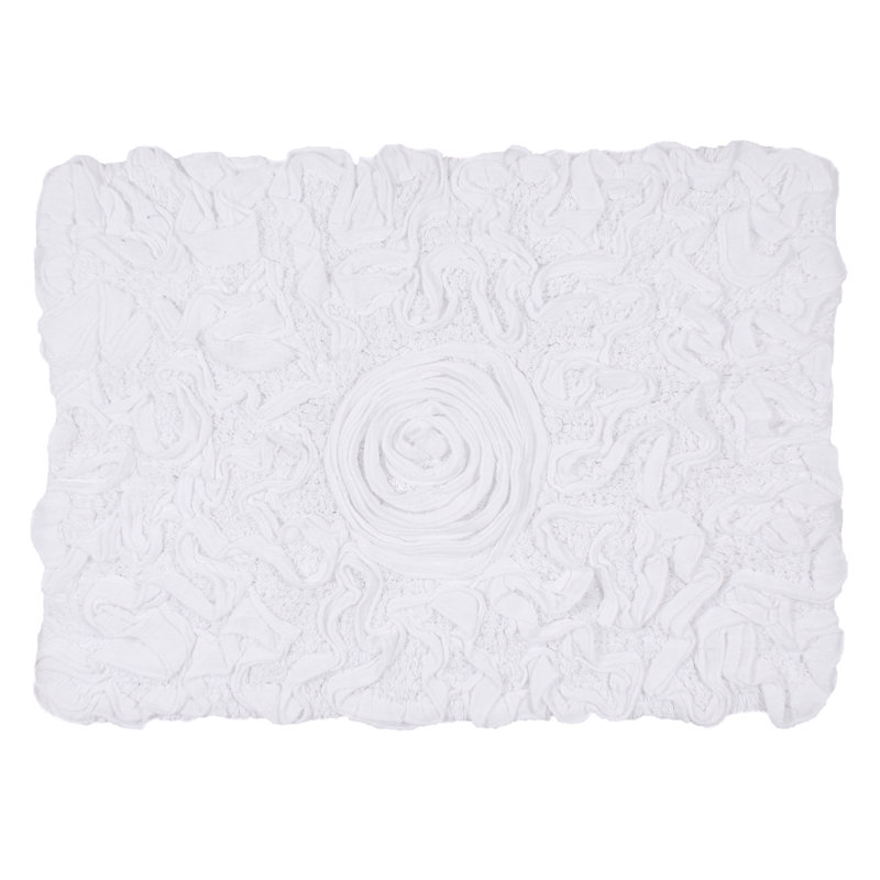 Tapis pour salle de bain en coton Skammel, Blanc