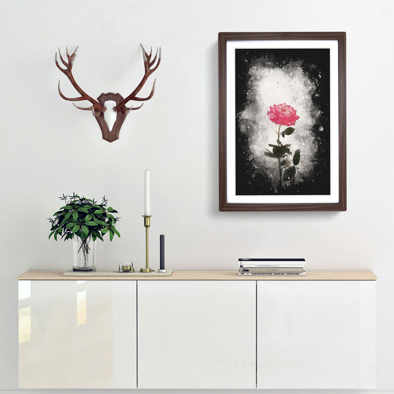 Climbing Pink Rose - Framed Print, Walnut Framed, 87cm H x 62cm W x 2cm D