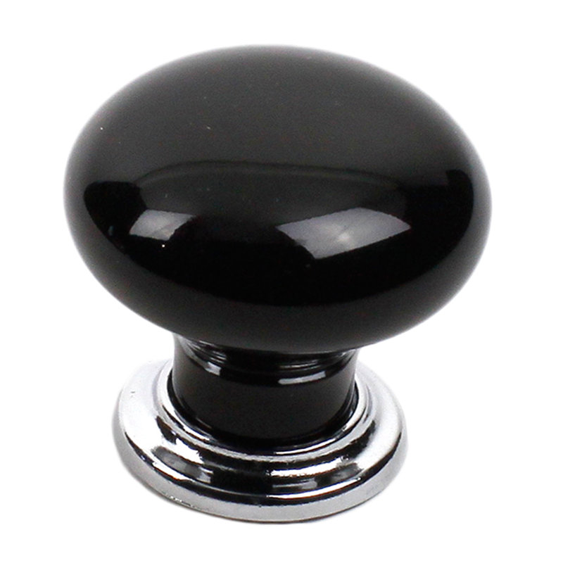 Poignée ronde peinte à la main de 1 3/8 po de diamètre Nordic, Chrome poli / noir