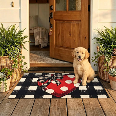 Tapis d'intérieur antidérapant JYK, 24 po x 36 po, motif à carreaux cœur