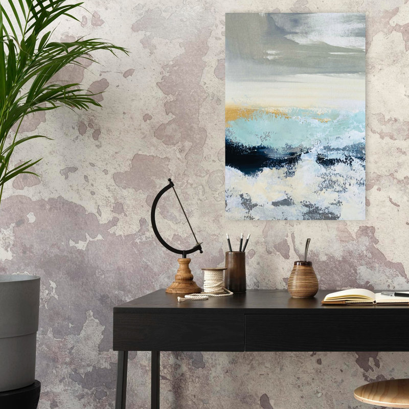 Art mural abstrait bord de mer «Whispering Tide», H 24 po x l 16 po