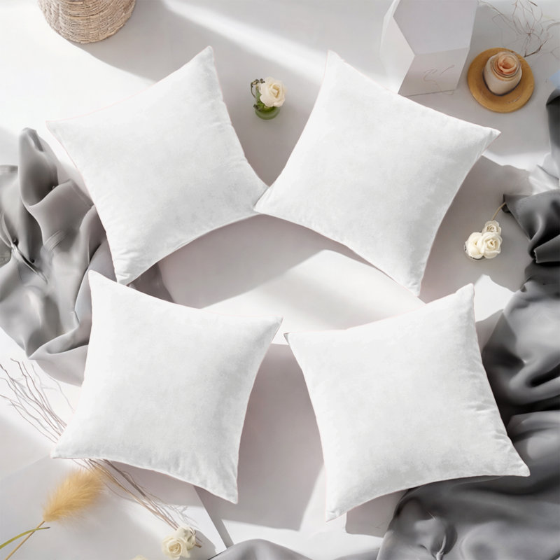 Crushed Velvet Cushion Cover Set (Set of 4), Off White