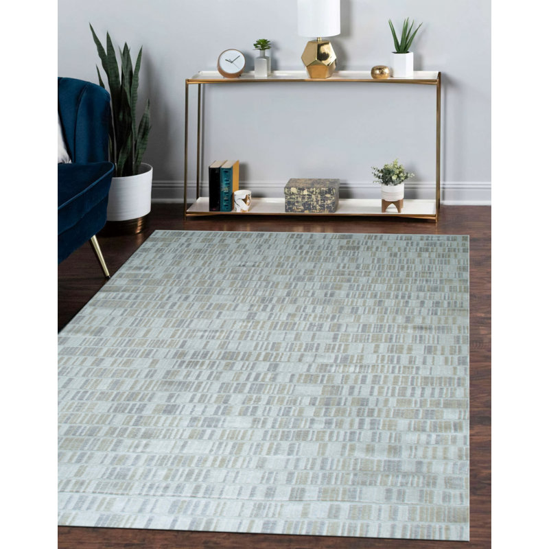 Tapis ivoire en laine noué à la main Freya, Rectangle 6 pi x 9 pi