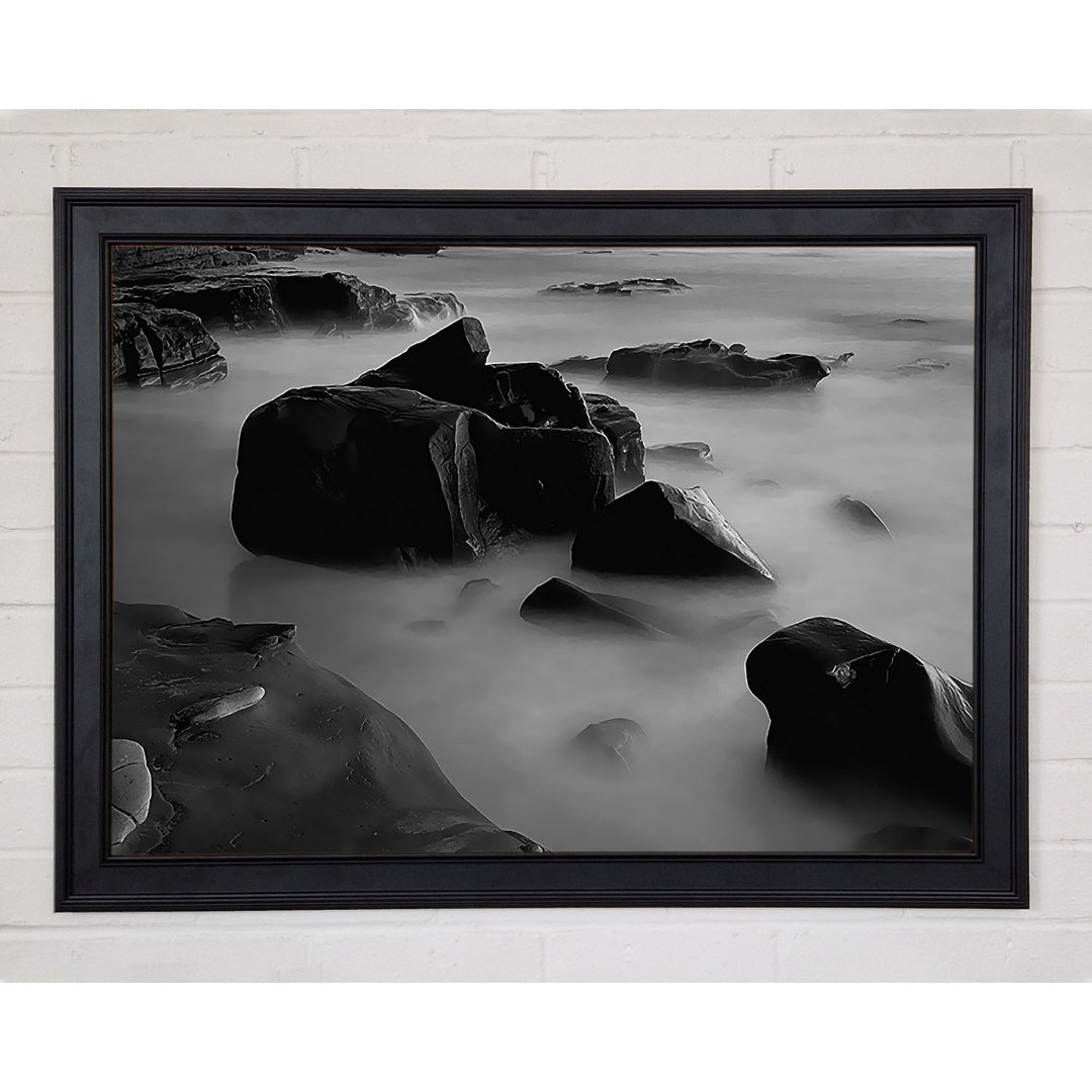 Ocean Rock Serenity B N W Gerahmter Druck